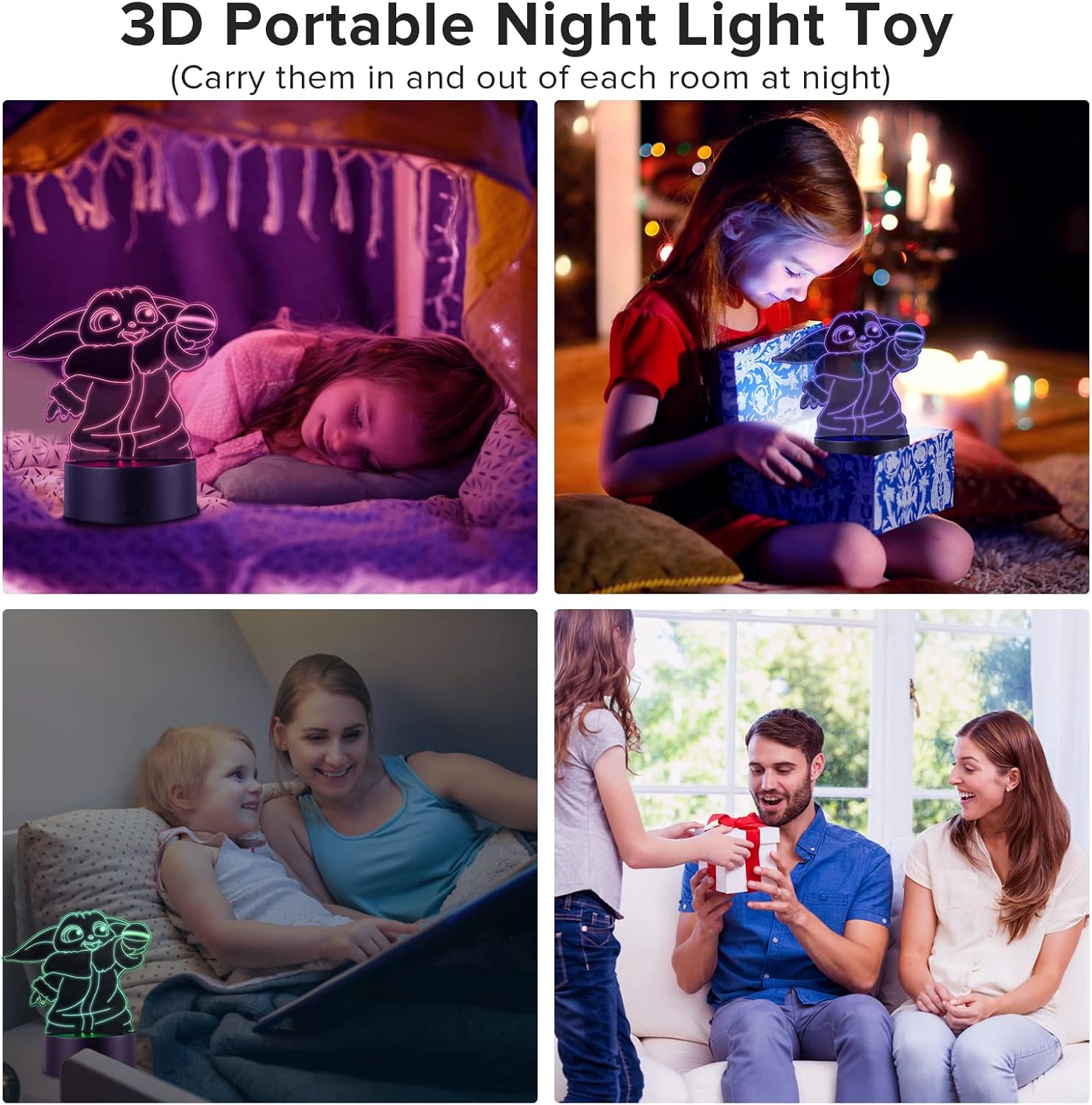 Lampe de chevet Star Wars Baby Yoda 3D LED en acrylique, 16 couleurs – Image 7