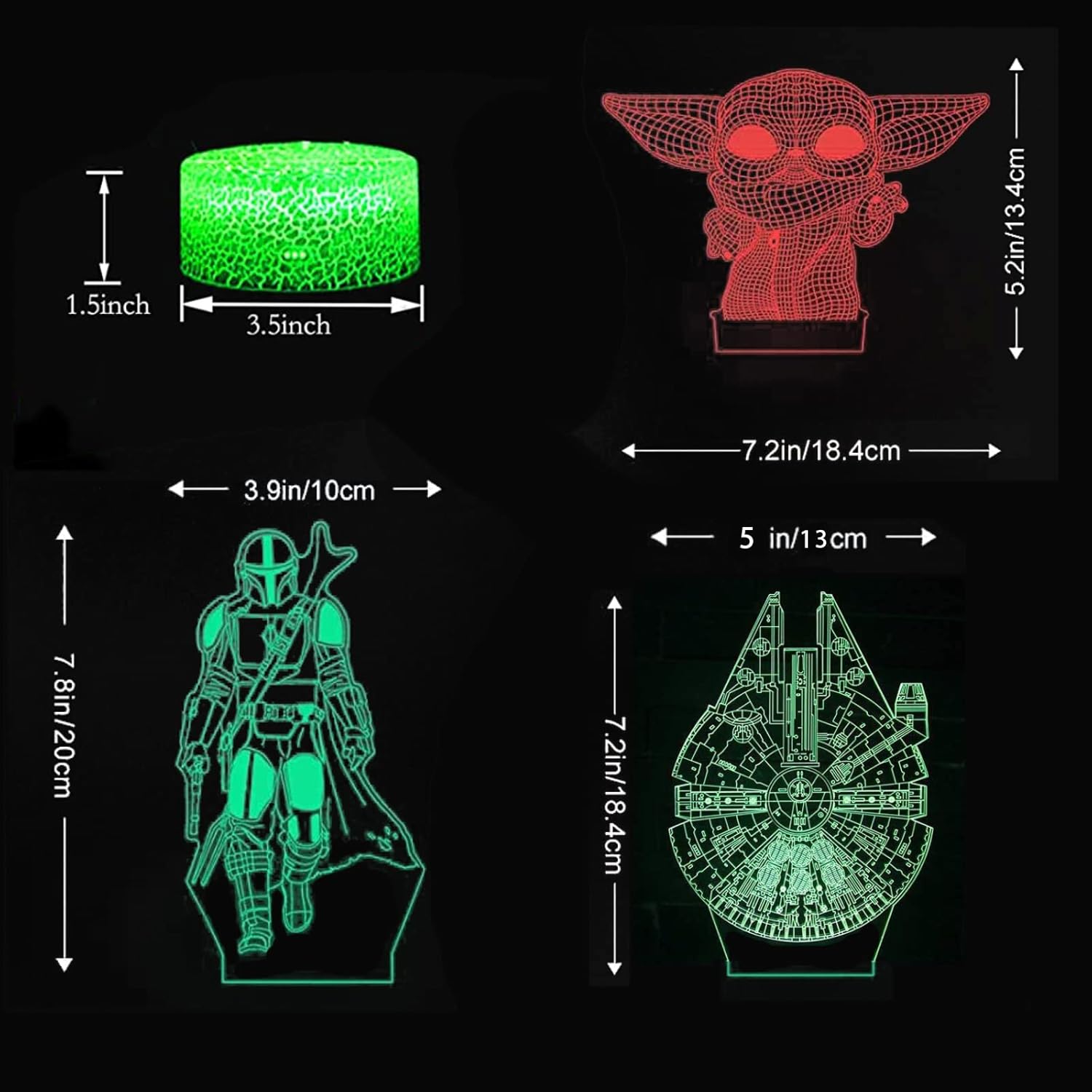 Lampe Star Wars à illusion 3D avec 3 motifs et 16 couleurs – Image 3