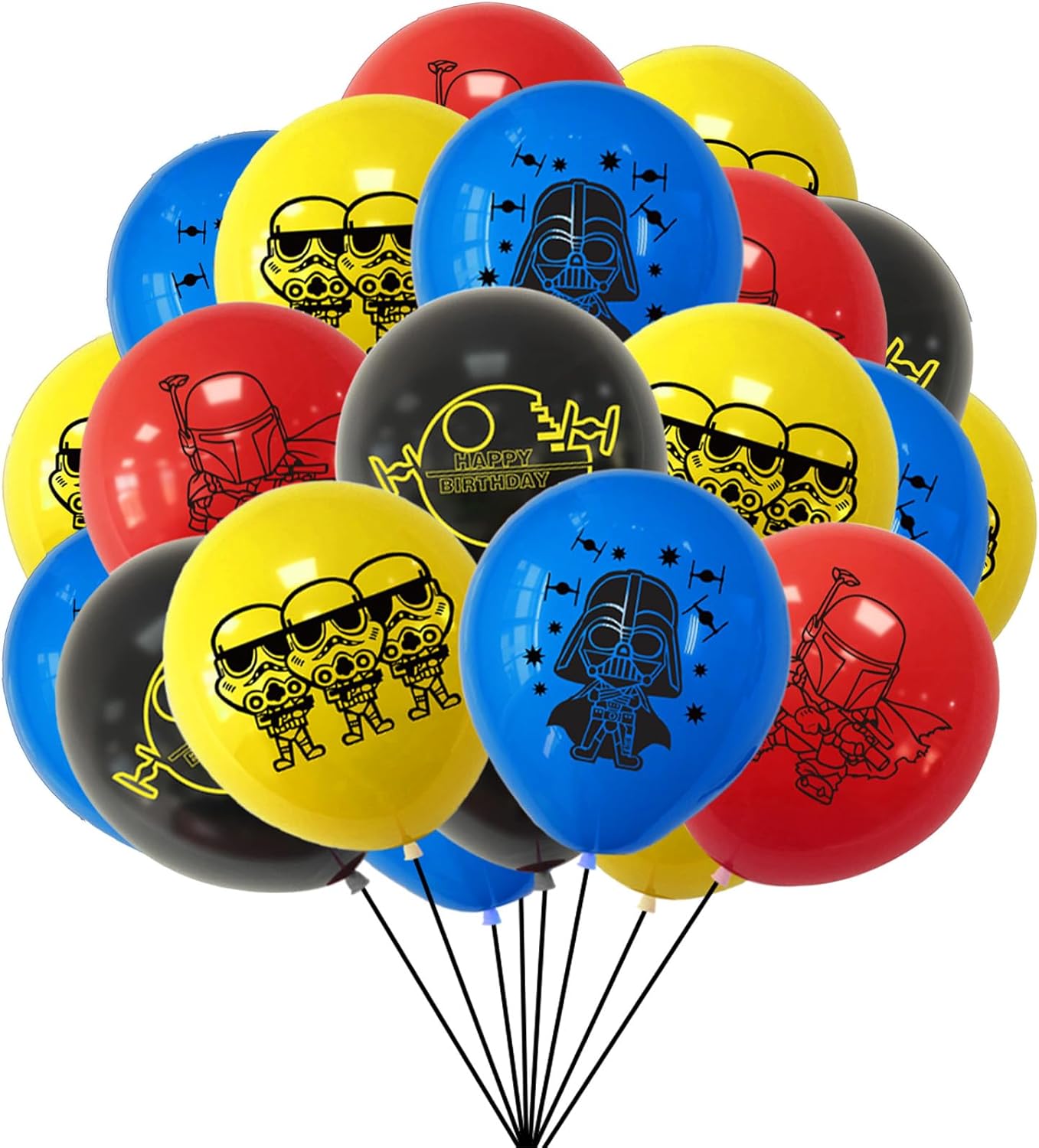 Lot Star Wars de 20 ballons en latex style Étoile rouge et bleu
