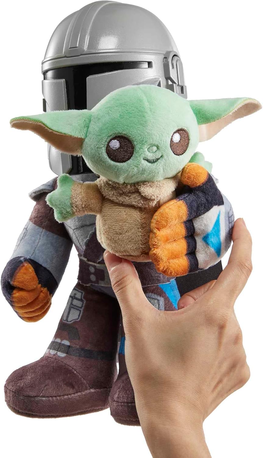 Star Wars Peluche sonore The Mandalorian 28 cm avec Grogu 10 cm, Clan de Deux – Image 4