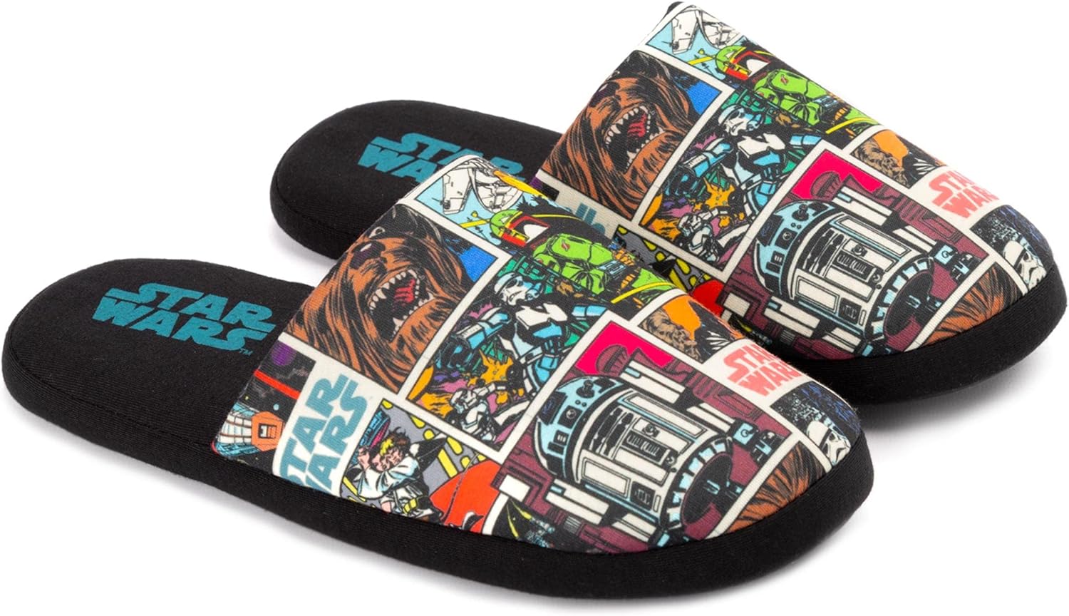 Chaussons slip-on Star Wars bande dessinée adulte, Noir Blanc – Image 4