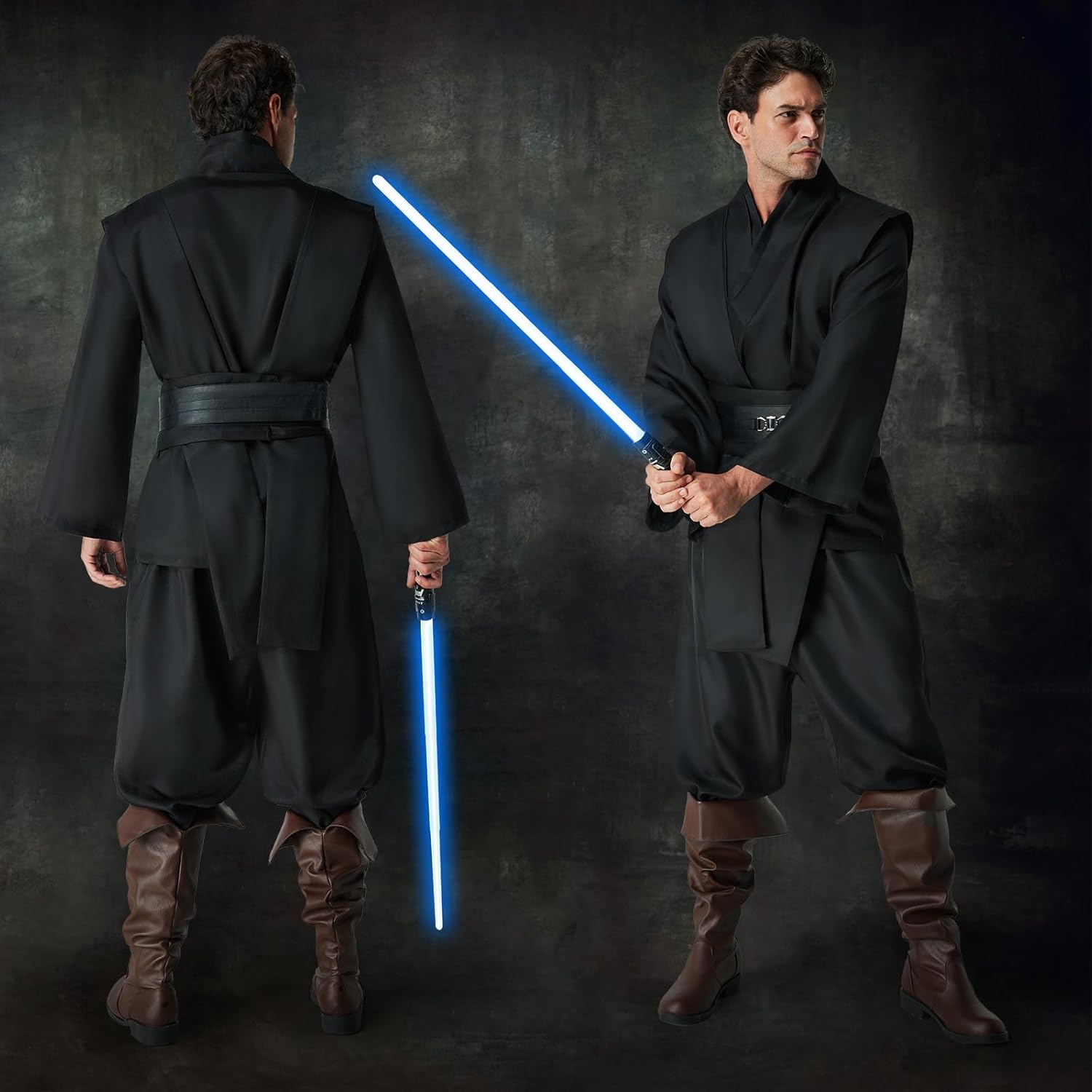 Costume Star Wars Jedi homme avec capuche et sabre bleu – Image 6