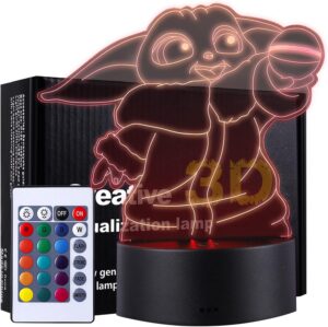 Lampe de chevet Star Wars Baby Yoda 3D LED en acrylique, 16 couleurs