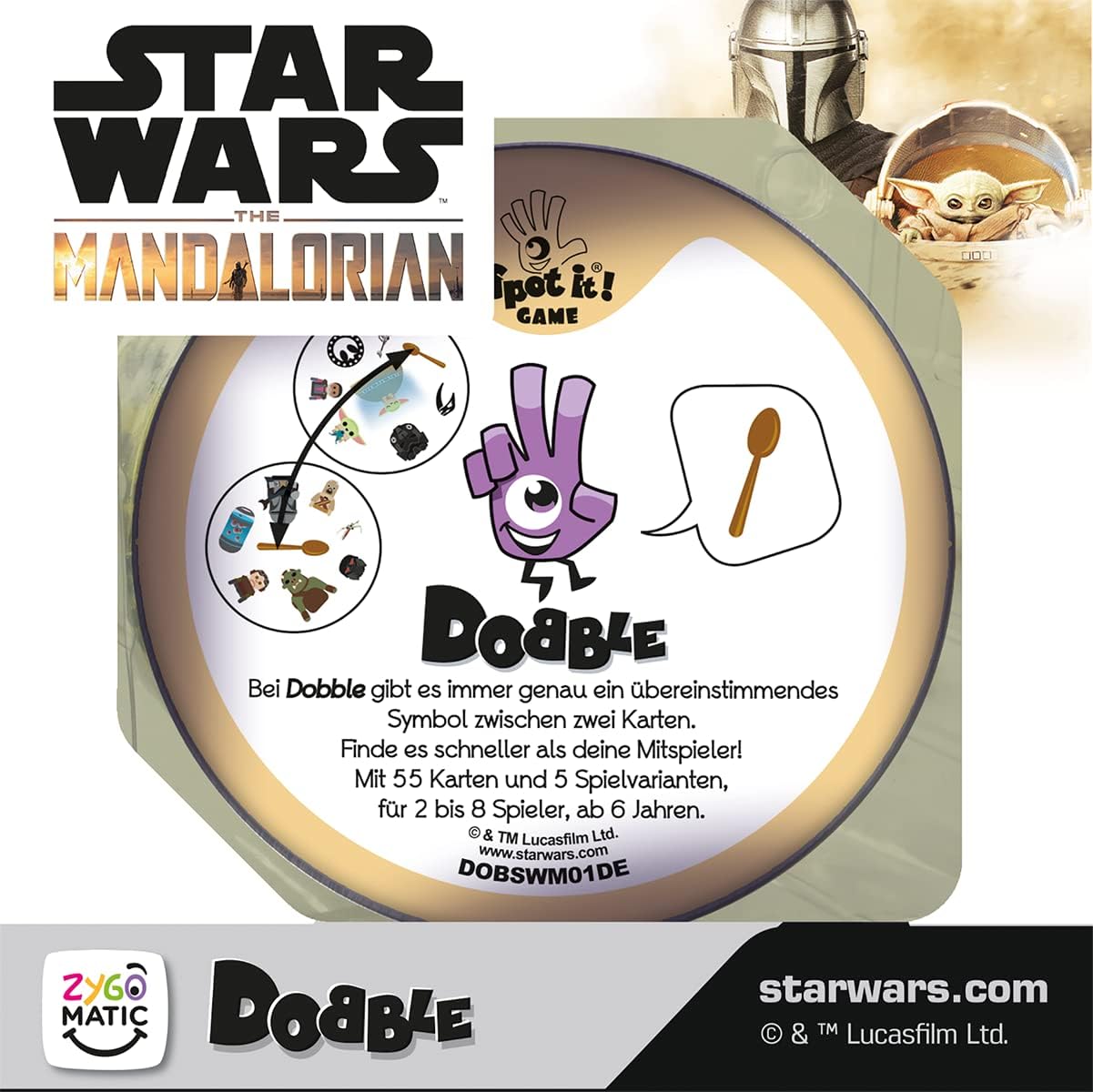 Dobble Star Wars The Mandalorian, jeu de cartes familial 2 à 8 joueurs – Image 3