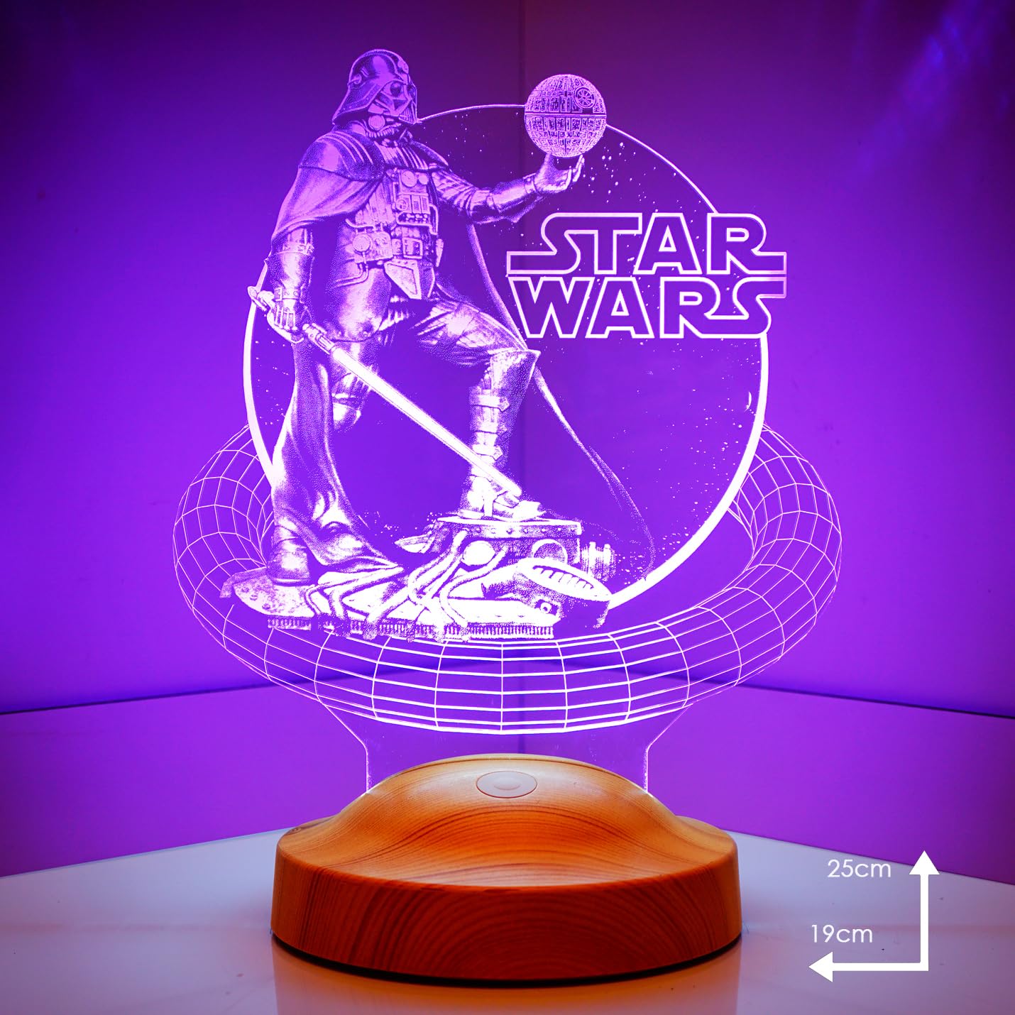 Lampe LED 3D Star Wars Vador personnalisée avec gravure – Image 3