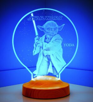 Lampe LED 3D Star Wars Yoda avec texte personnalisé