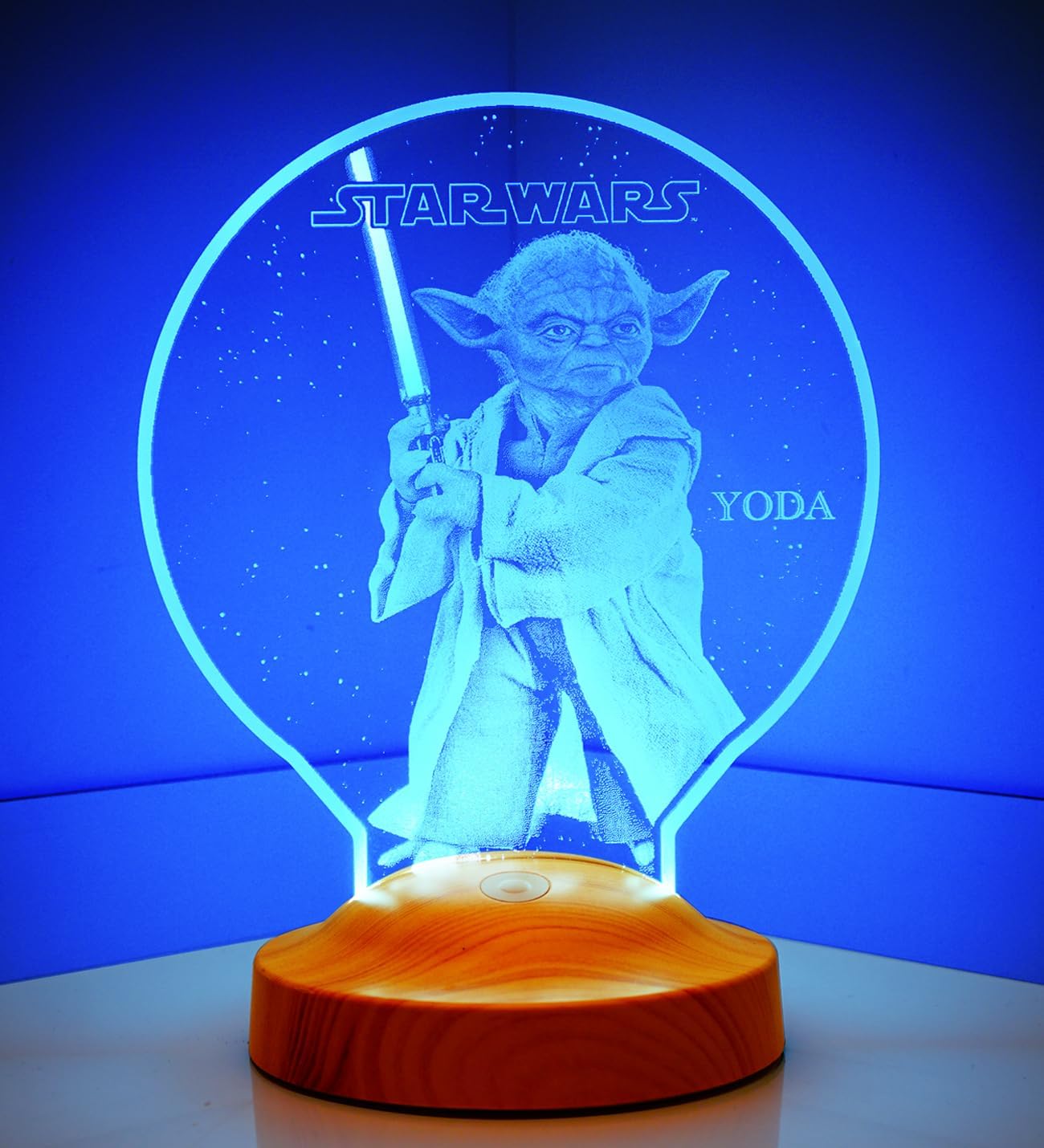 Lampe LED 3D Star Wars Yoda avec texte personnalisé