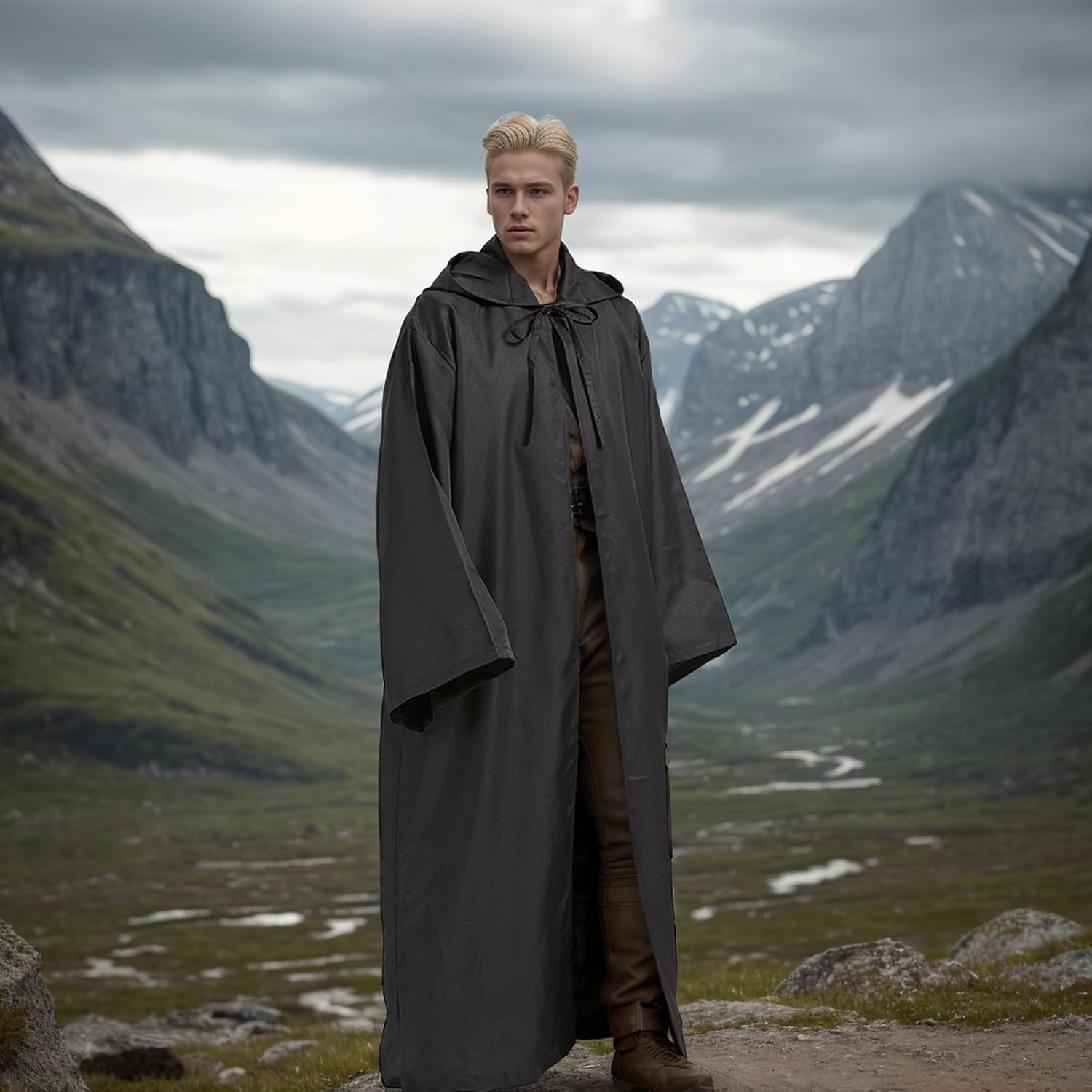 Costume Jedi Star Wars adulte avec cape à capuche noir marron – Image 6