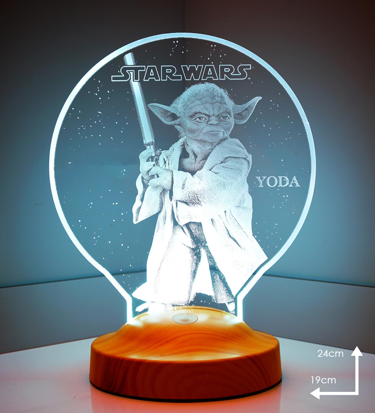 Lampe LED 3D Star Wars Yoda avec texte personnalisé – Image 4