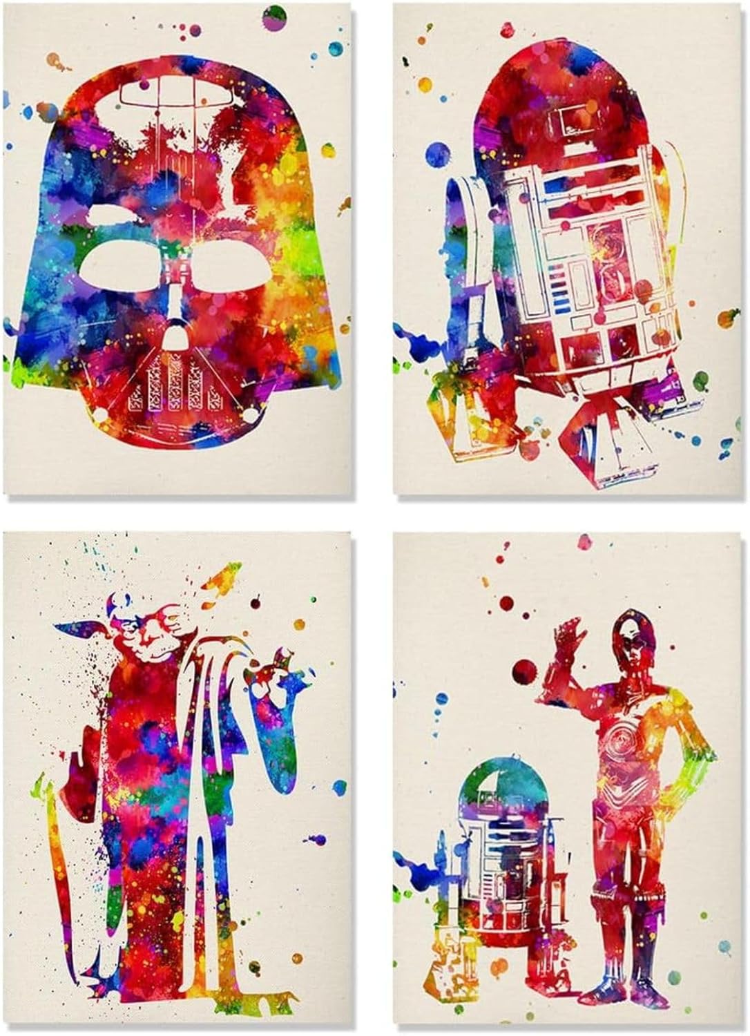 Lot de 4 affiches Star Wars style aquarelle en format A3