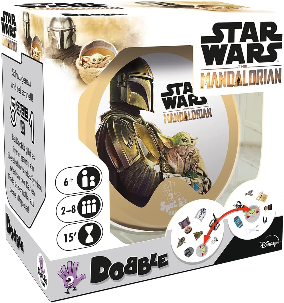 Dobble Star Wars The Mandalorian, jeu de cartes familial 2 à 8 joueurs