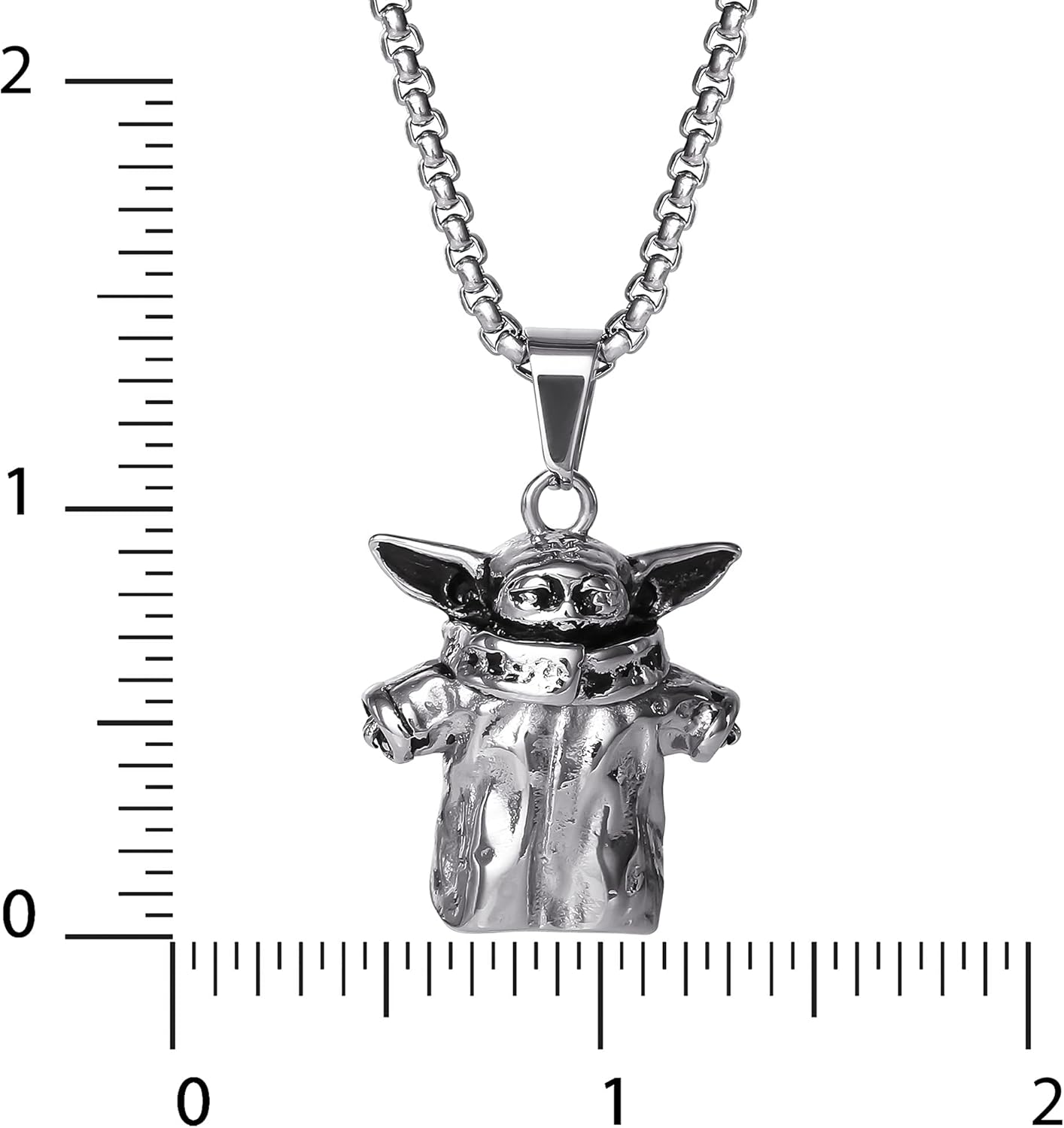 Collier Star Wars Grogu argenté en acier inoxydable, chaîne vénitienne 55,9 cm – Image 3