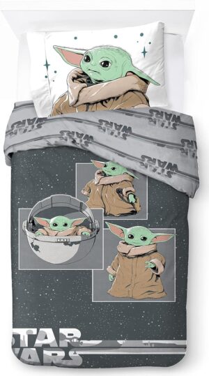 Parure de lit enfant Star Wars Mandalorien 100% coton 140x200/50x70