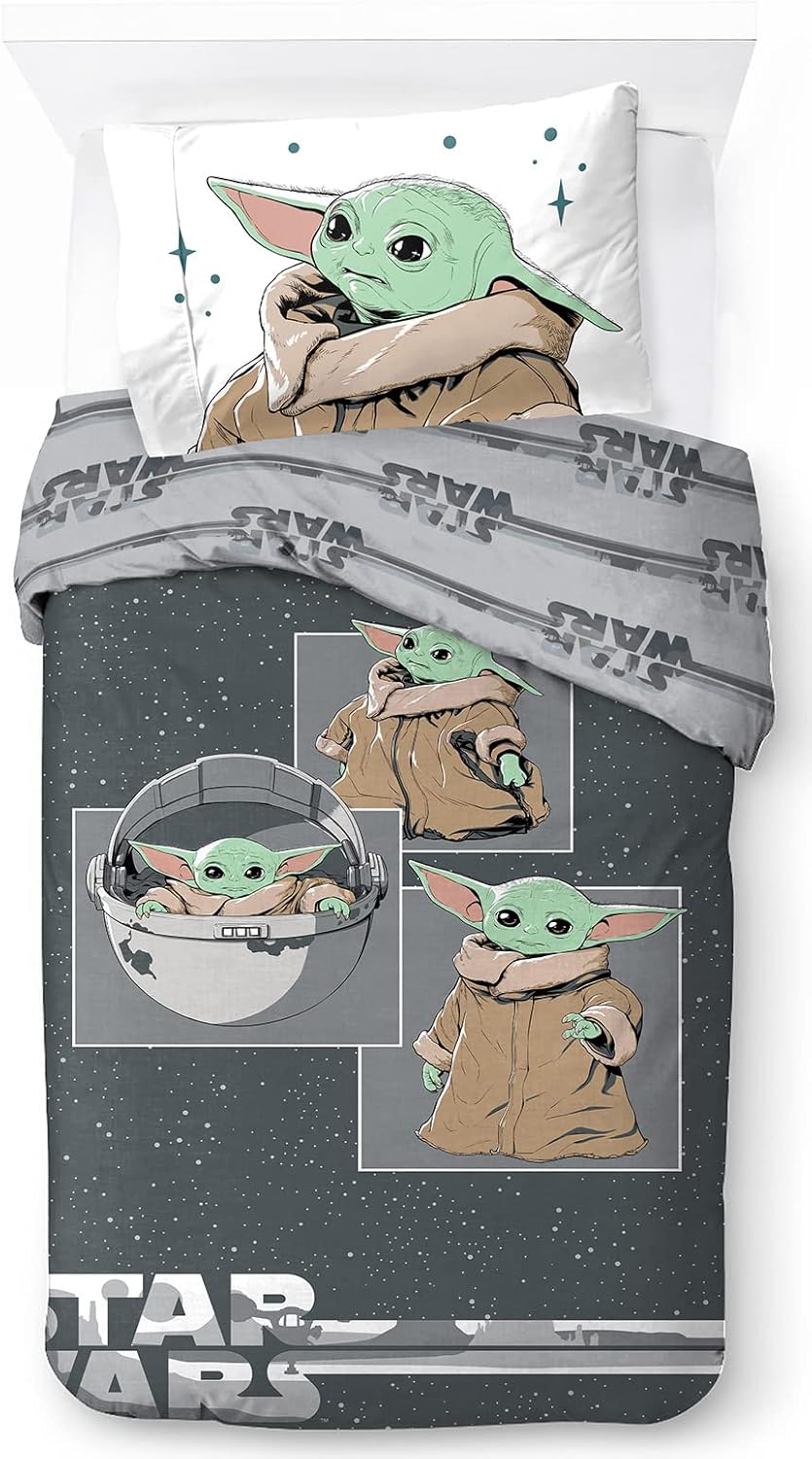 Parure de lit enfant Star Wars Mandalorien 100% coton 140x200/50x70