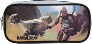 Trousse scolaire Star Wars The Mandalorian Grogu rectangulaire noire et grise