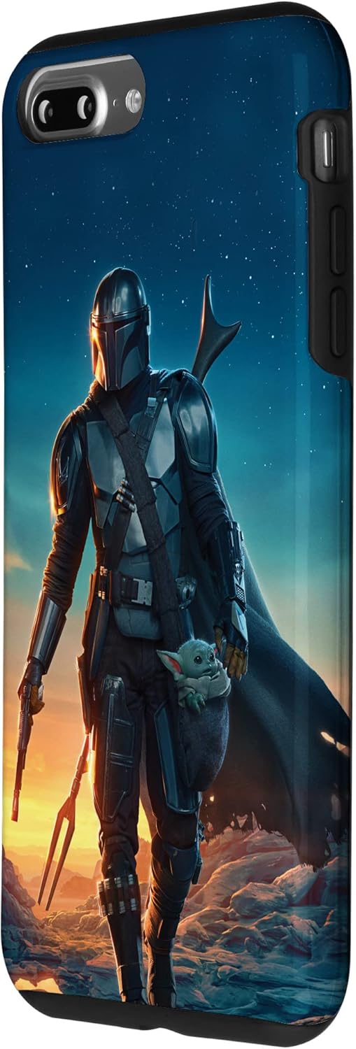 Coque Star Wars iPhone 7 Plus/8 Plus Le Mandalorien et Grogu au coucher du soleil – Image 2