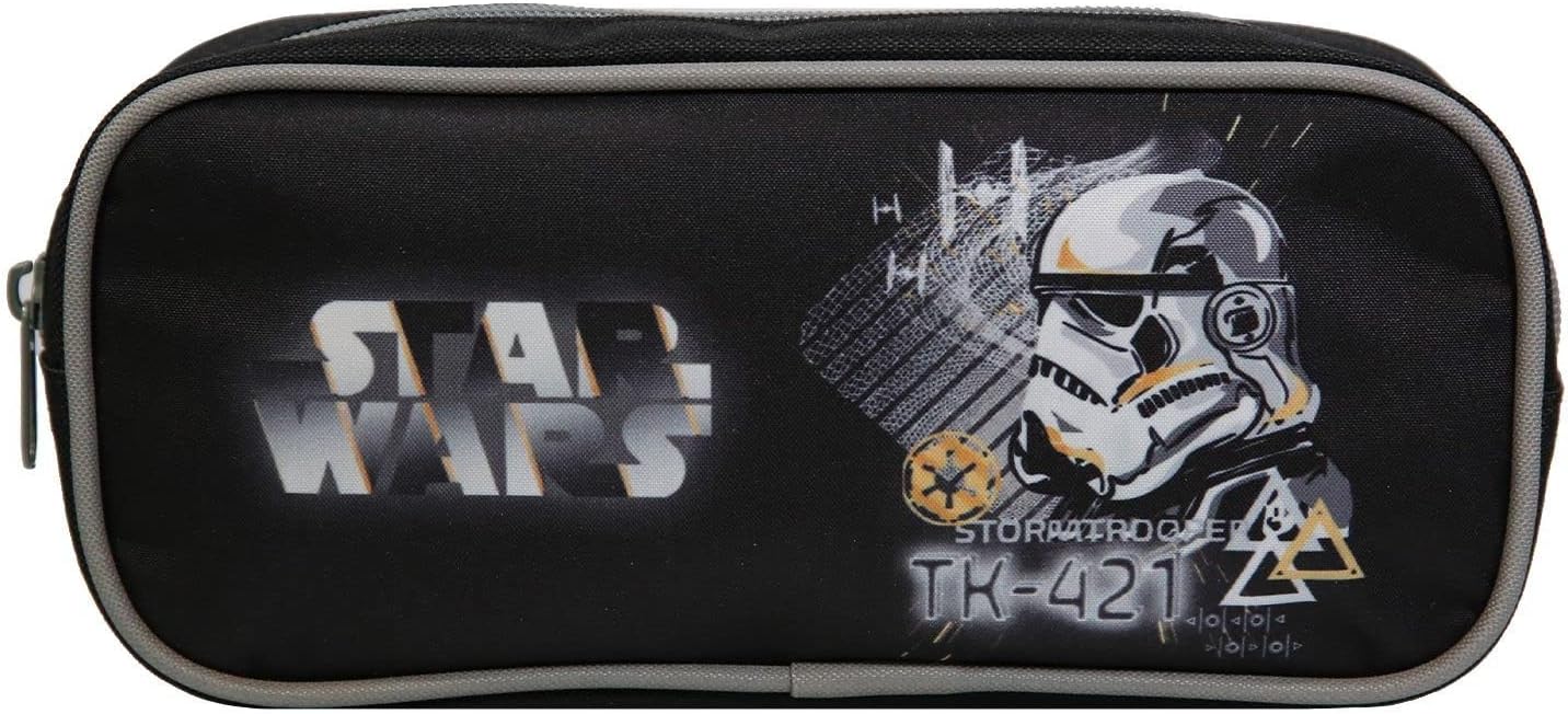 Trousse scolaire rectangulaire noire Disney Star Wars Stormtrooper