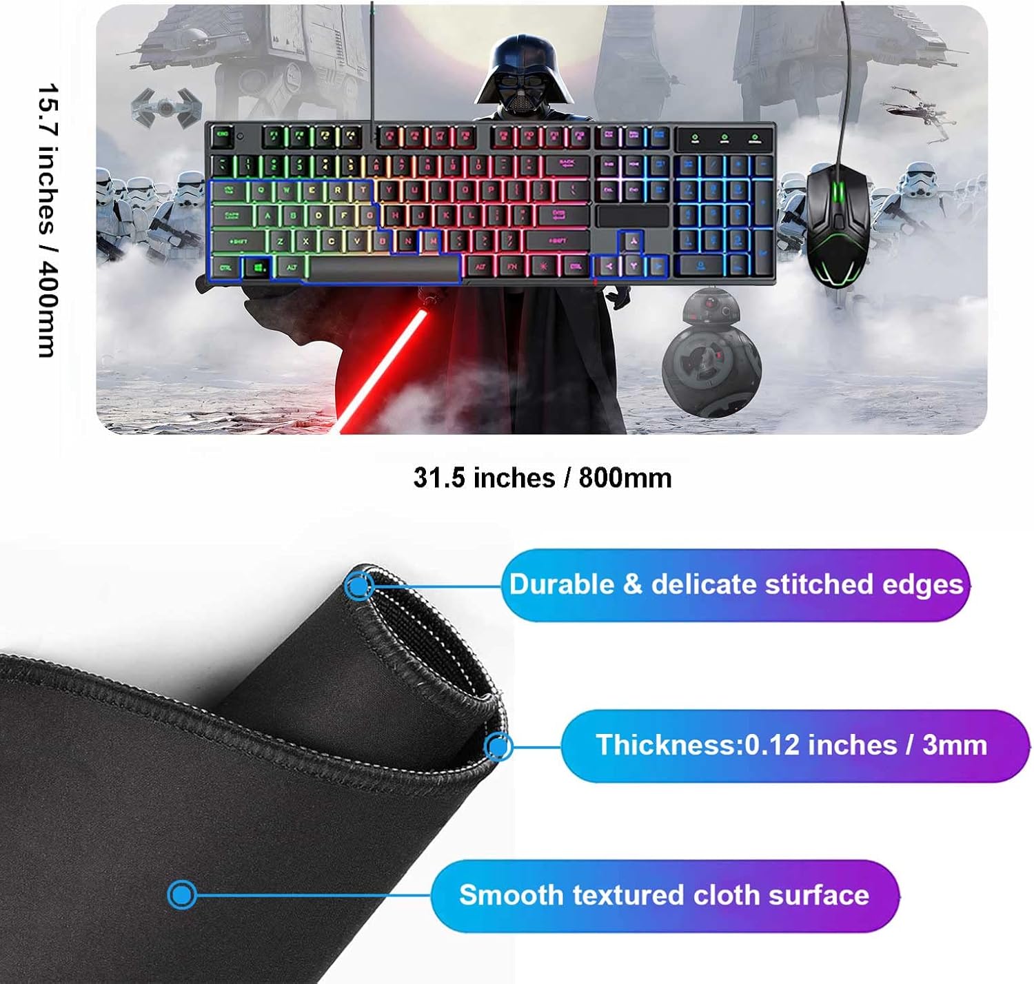 Tapis de souris Star Wars Dark Vador XXL à surface lisse – Image 5