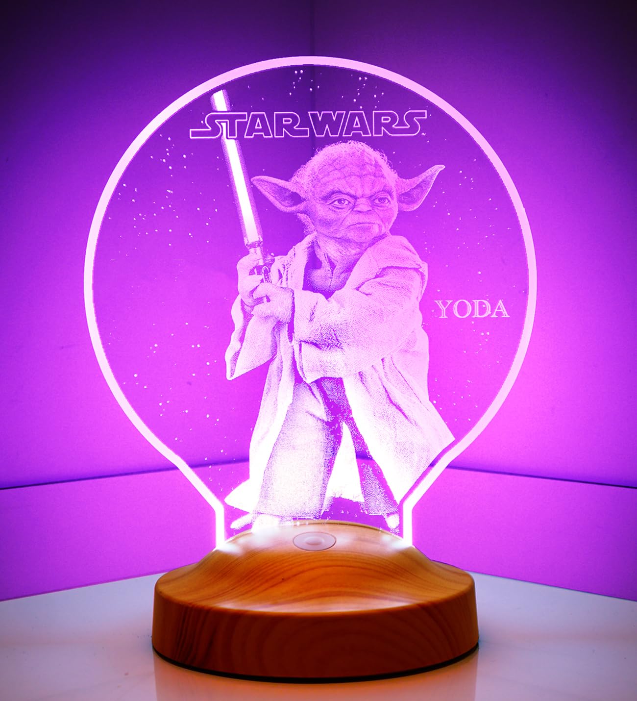 Lampe LED 3D Star Wars Yoda avec texte personnalisé – Image 3