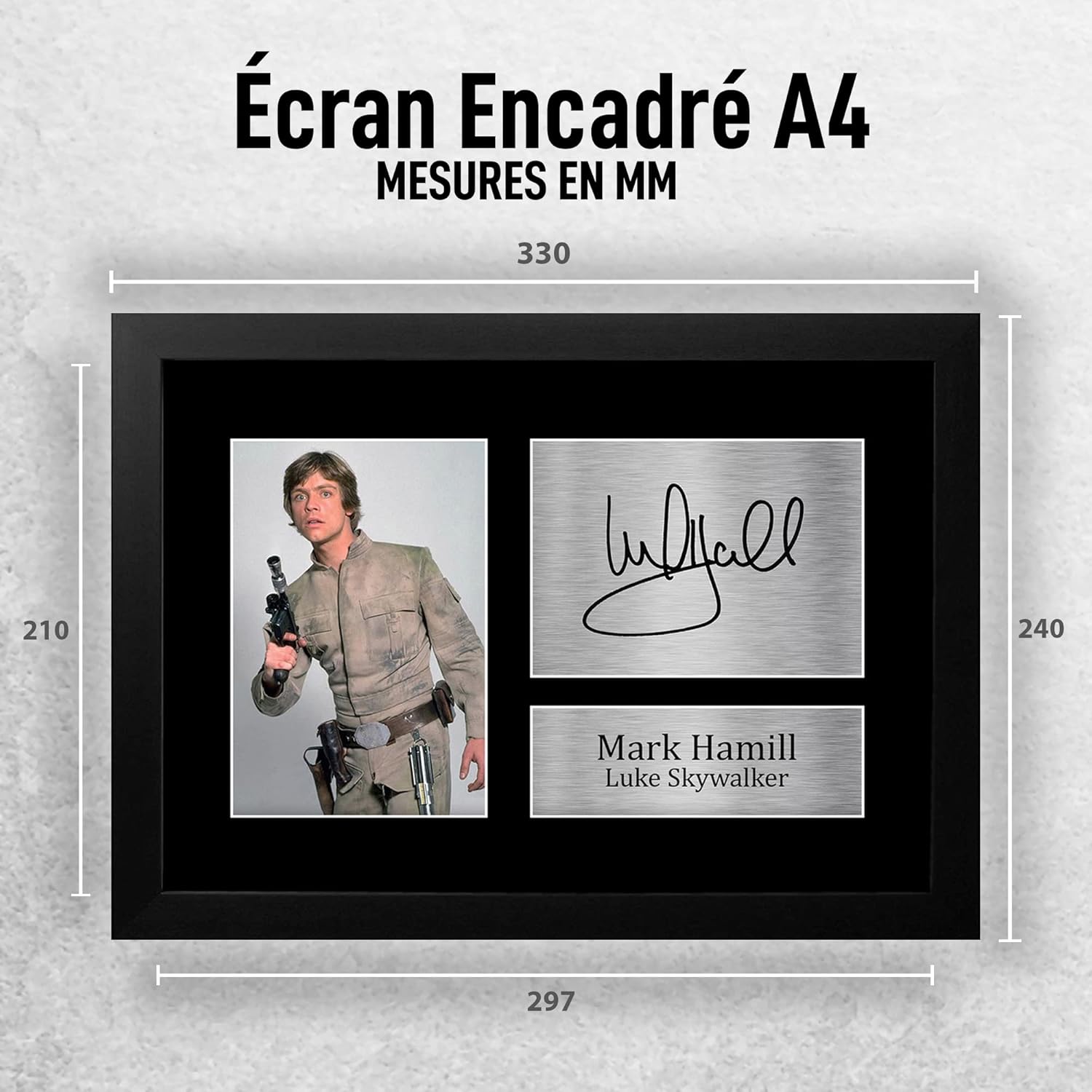 Star Wars Luke Skywalker, photo autographe imprimée Mark Hamill A4 encadrée – Image 2