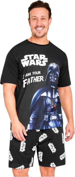 Pyjama court homme Star Wars en coton, Baby Yoda et Dark Vador