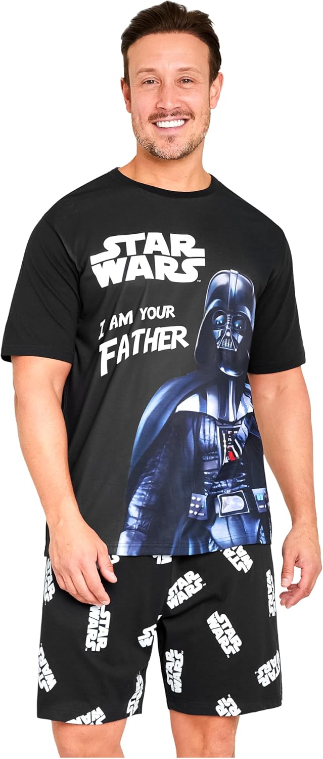 Pyjama court homme Star Wars en coton, Baby Yoda et Dark Vador