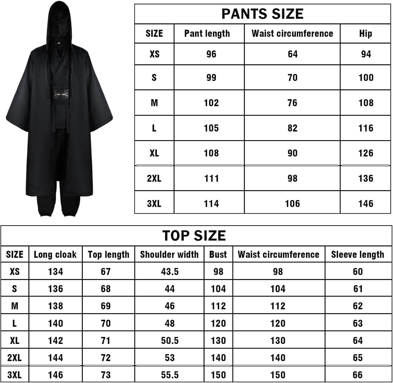 Costume Jedi Star Wars avec manteau à capuche, taille L – Image 4
