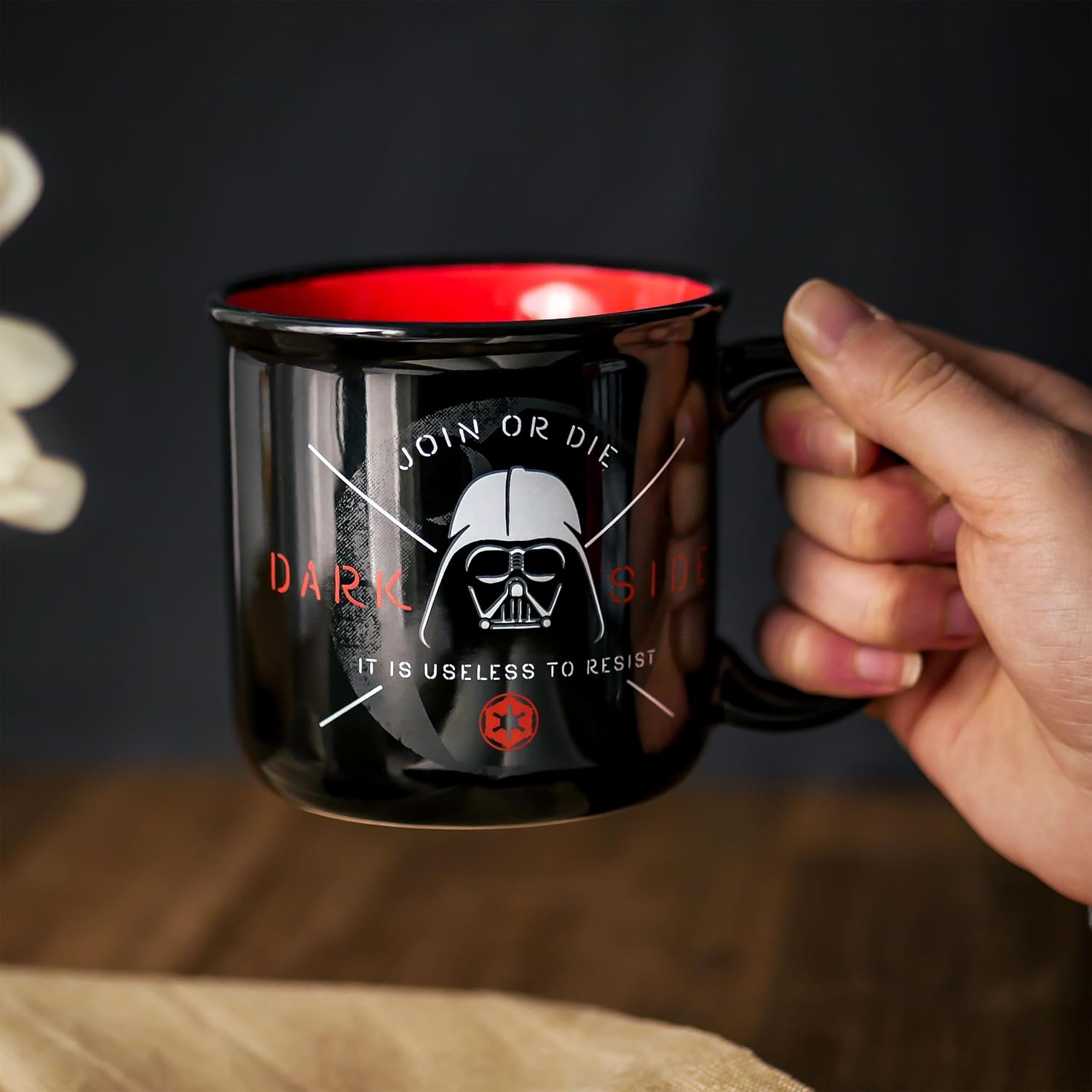 Tasse Star Wars Darth Vader avec logo et inscription, 400 céramique noir rouge – Image 2