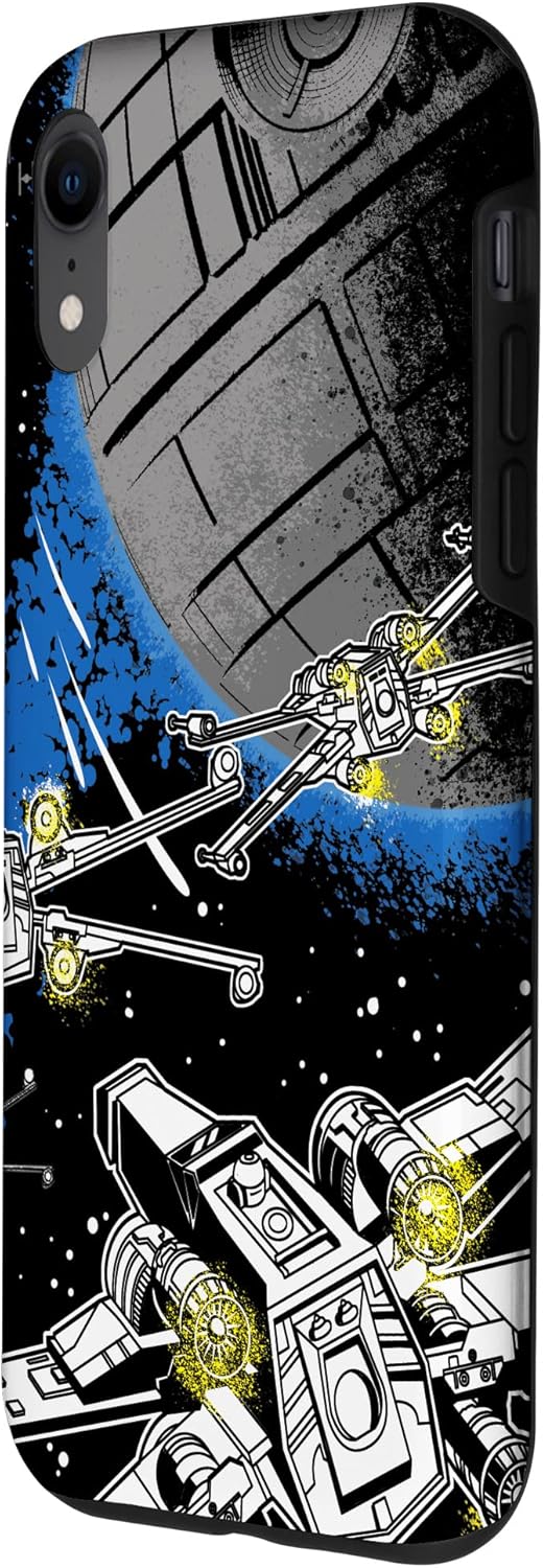Star Wars A New Hope : coque iPhone XR noir X-Wings et Death Star – Image 2