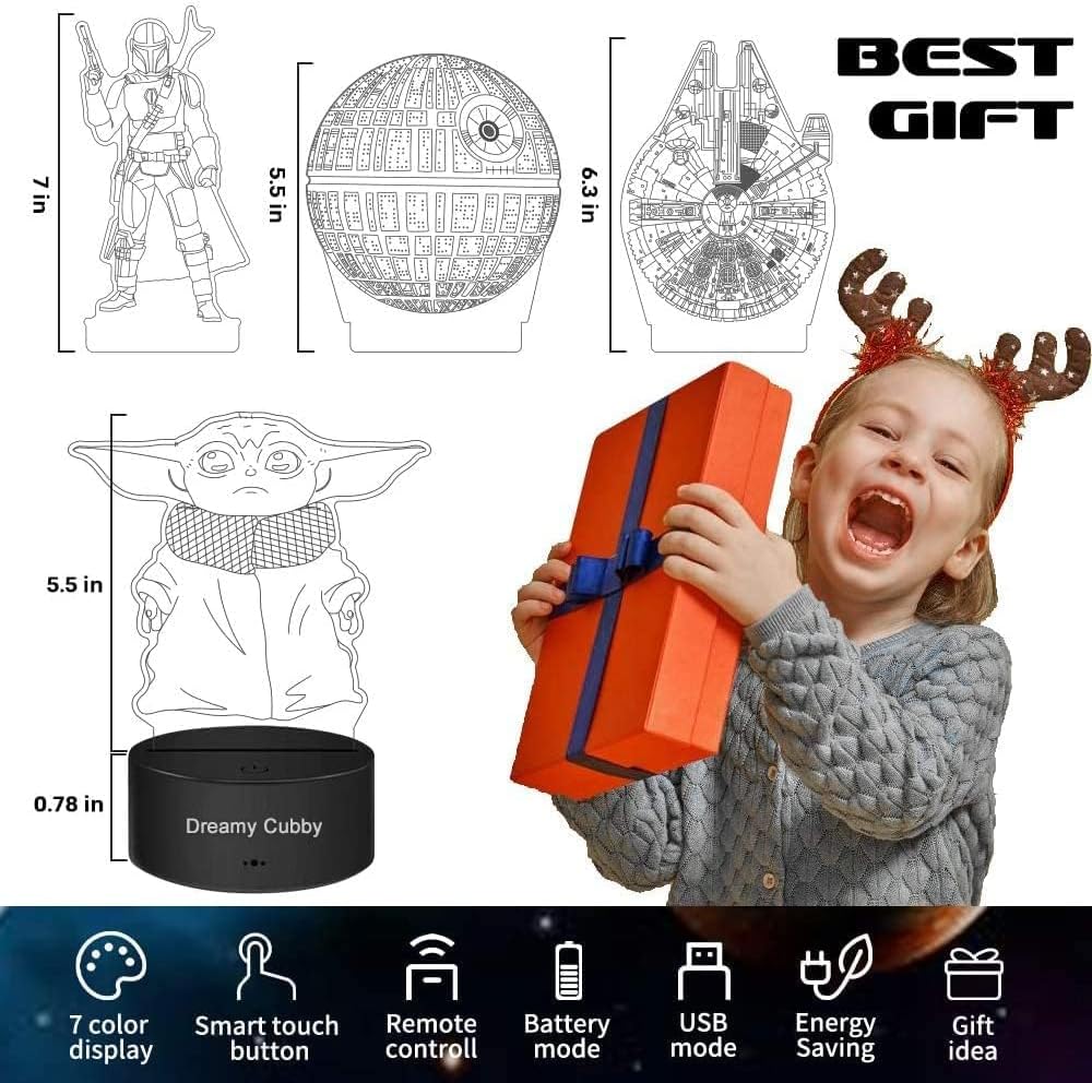 Veilleuse Star Wars illusion 3D avec 4 motifs et 7 couleurs – Image 5