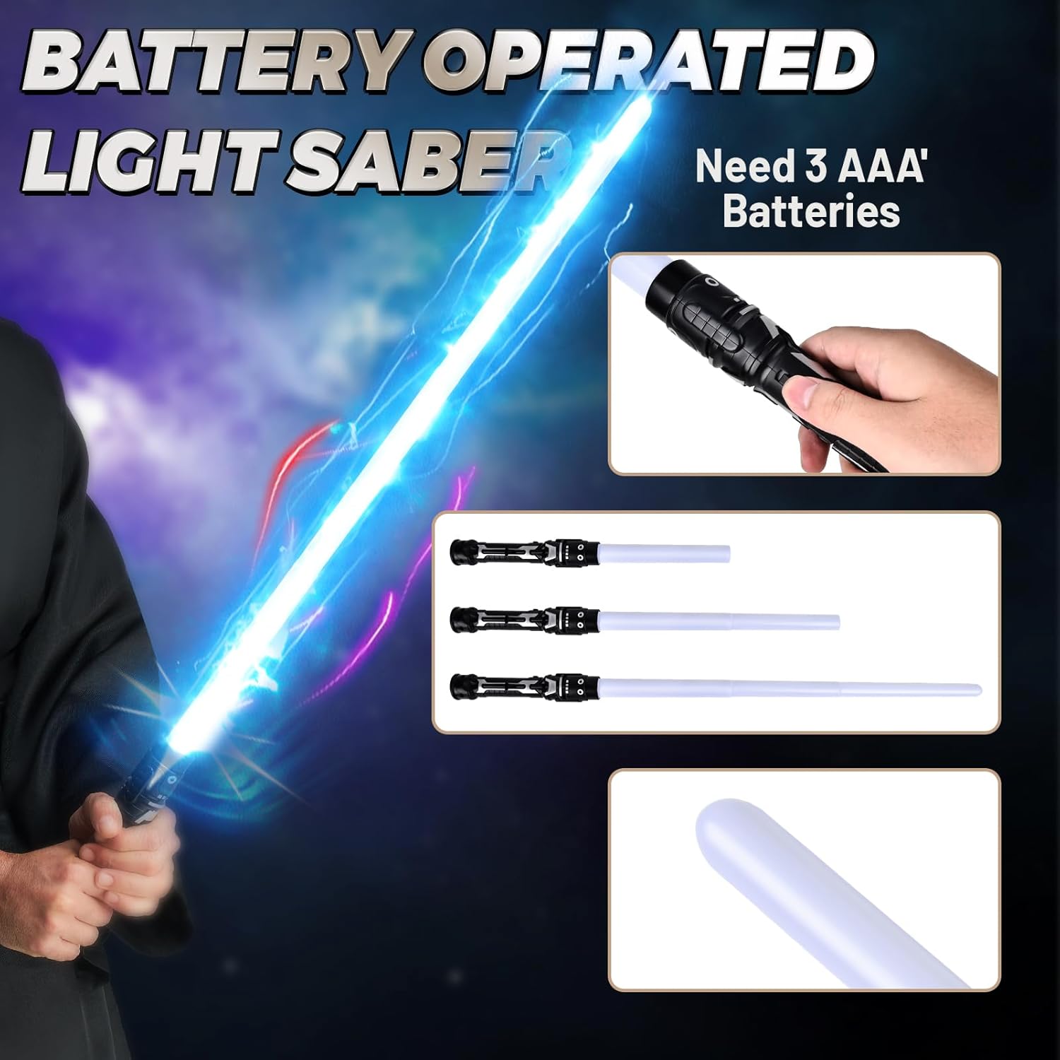 Costume Star Wars Jedi homme avec capuche et sabre bleu – Image 5