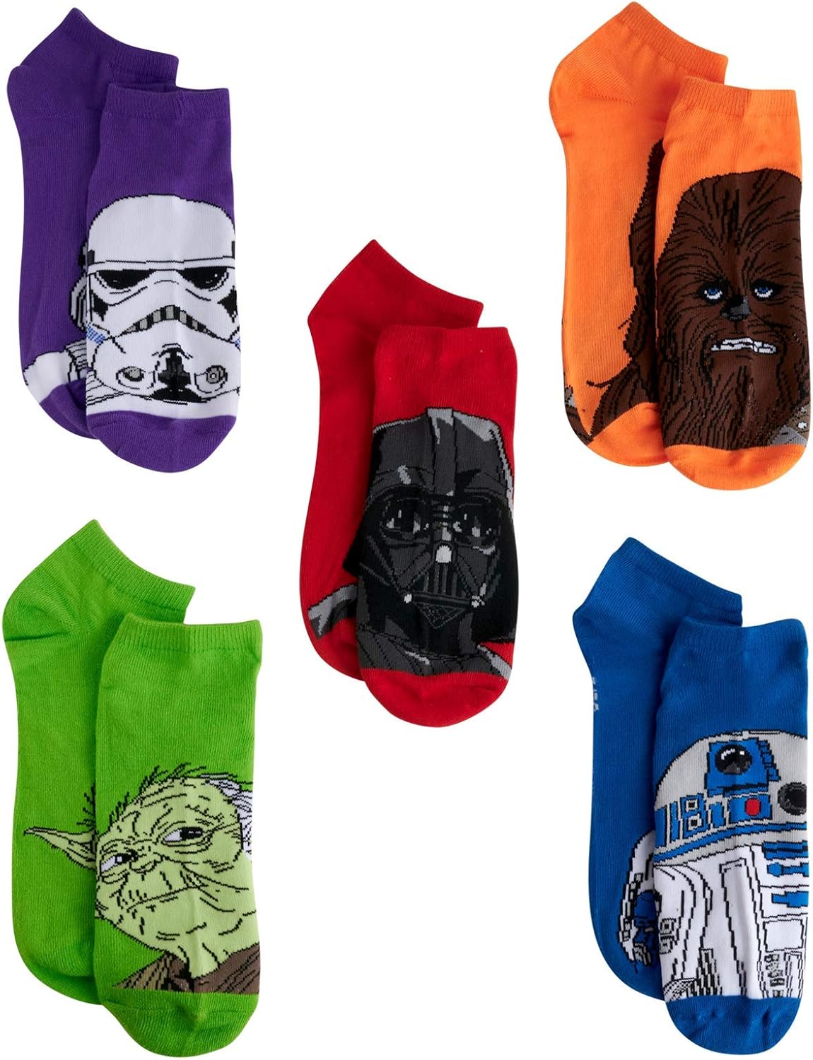 Star Wars homme, lot de 5 paires de chaussettes invisibles classiques