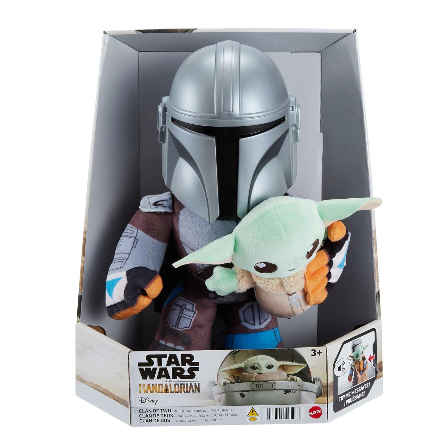 Star Wars Peluche sonore The Mandalorian 28 cm avec Grogu 10 cm, Clan de Deux – Image 6
