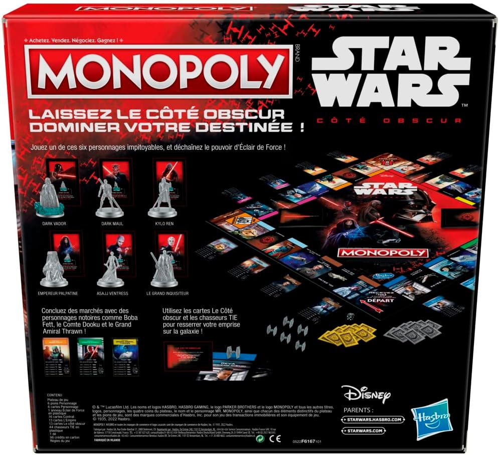 Monopoly Disney Star Wars côté obscur avec 6 pions en zinc – Image 6