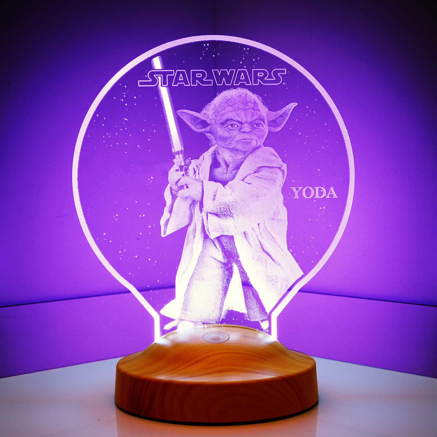 Lampe LED 3D Star Wars Yoda avec texte personnalisé – Image 7