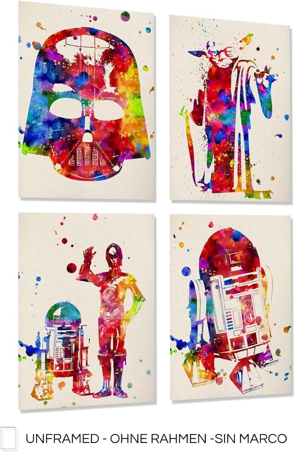 Affiches aquarelle Star Wars avec Yoda, R2D2, C3PO et Dark Vador – Image 7