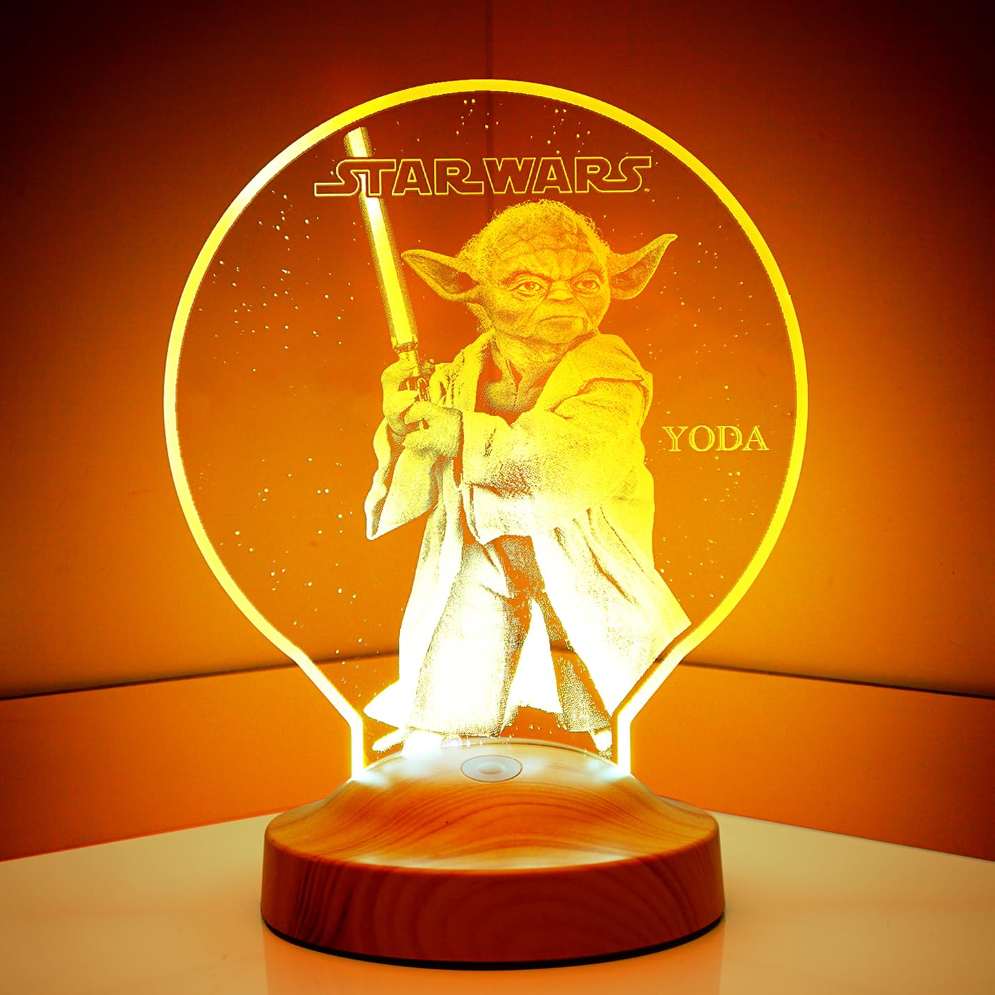Lampe LED 3D Star Wars Yoda avec texte personnalisé – Image 2