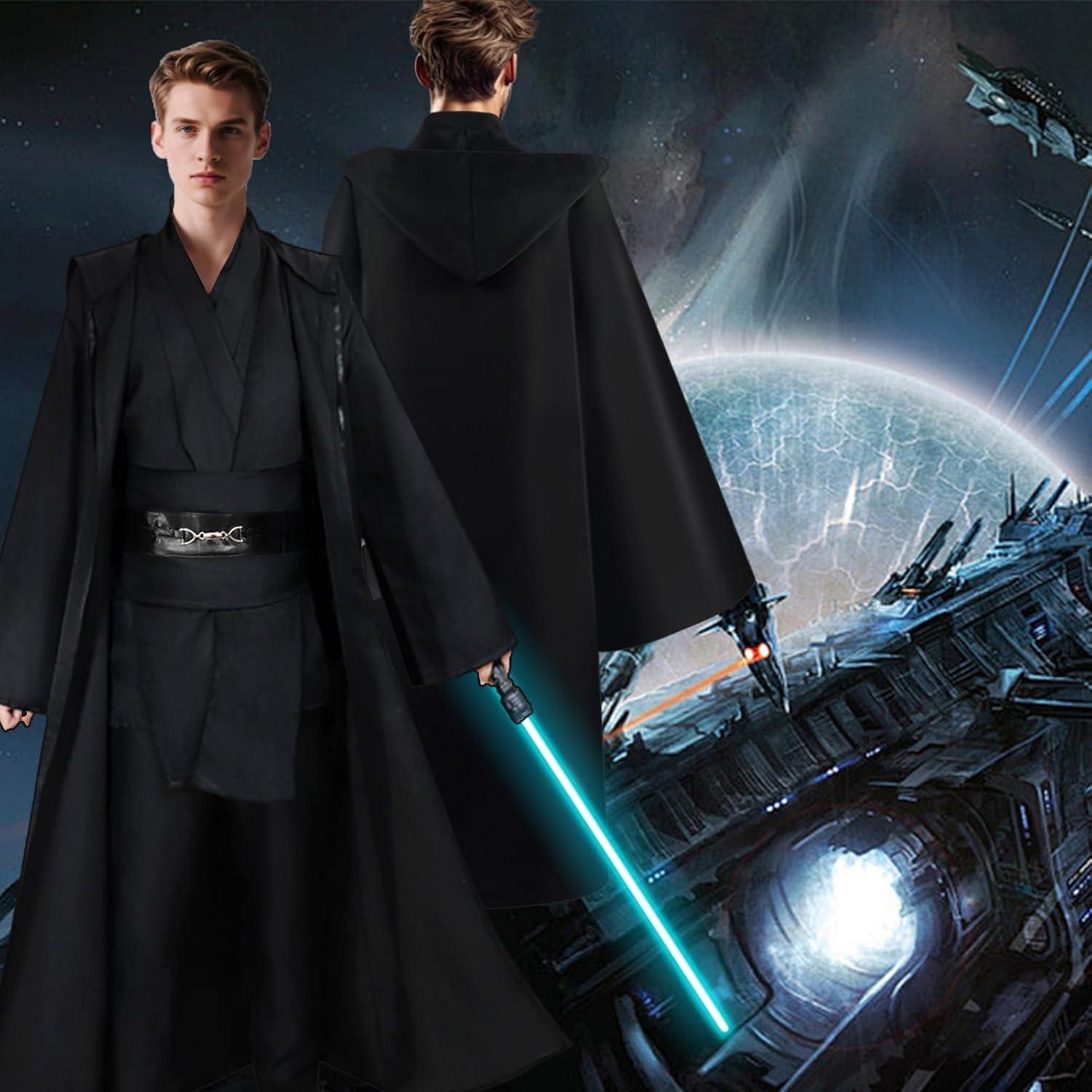 Costume Jedi Star Wars avec manteau à capuche, taille L – Image 7