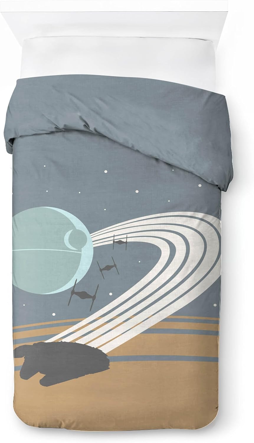 Ensemble housse de couette Star Wars Millennium Falcon et Death Star en 100% coton – Image 2