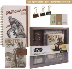 Set papeterie Star Wars The Child avec cahier A6 et cahier à spirale A5