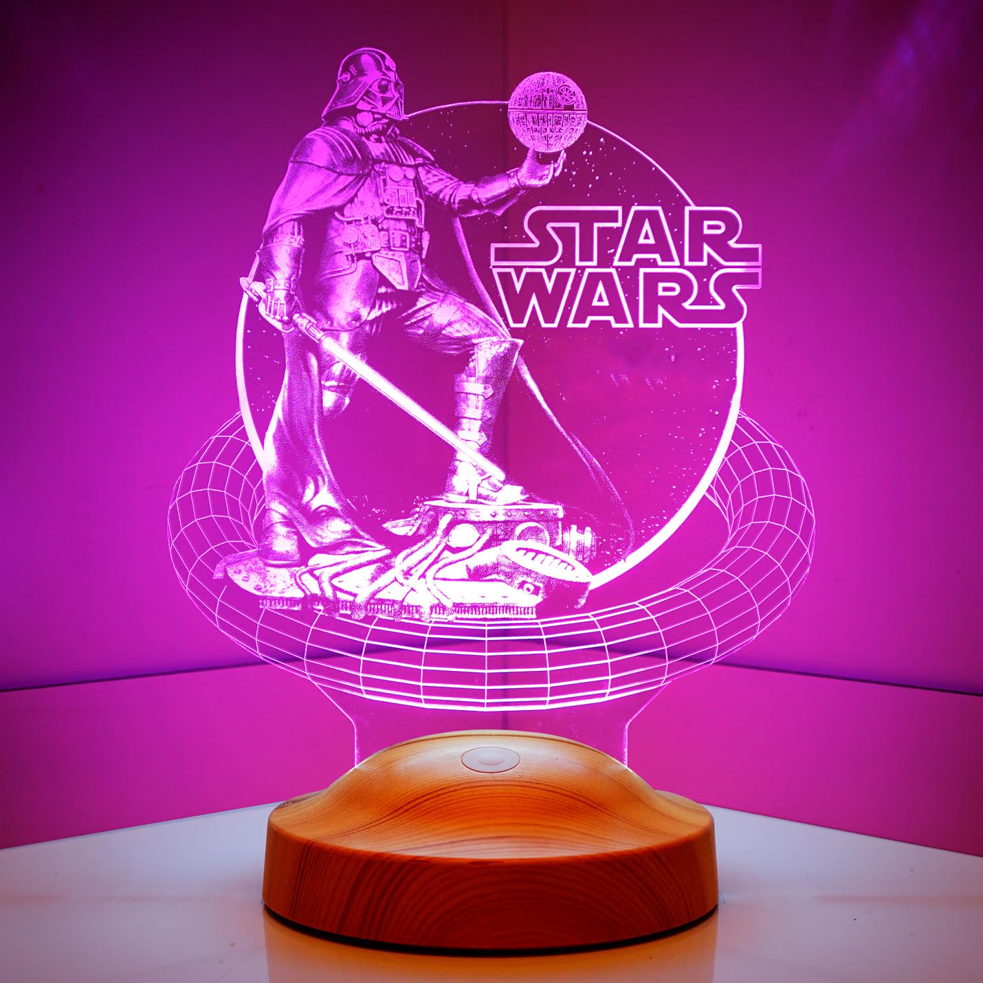 Lampe LED 3D Star Wars Vador personnalisée avec gravure – Image 6