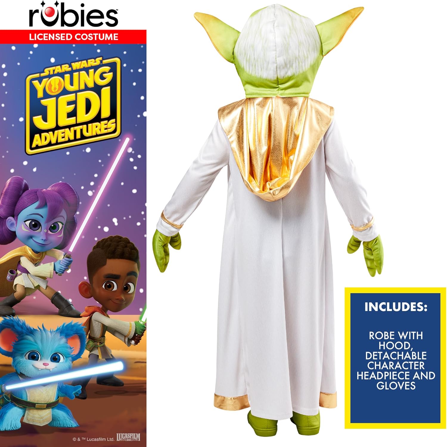 Déguisement enfant Star Wars Master Yoda avec tailles 3T, 4T et 5-6 ans – Image 2