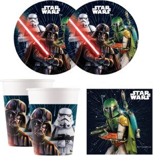 Set anniversaire Star Wars Galaxy 52 pièces avec 8 assiettes et 8 gobelets