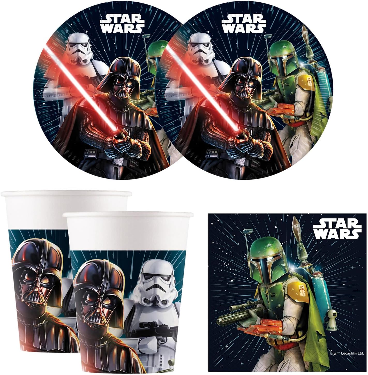 Set anniversaire Star Wars Galaxy 52 pièces avec 8 assiettes et 8 gobelets
