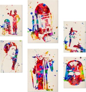 Lot d'affiches Star Wars style aquarelle en formats A4 et A3