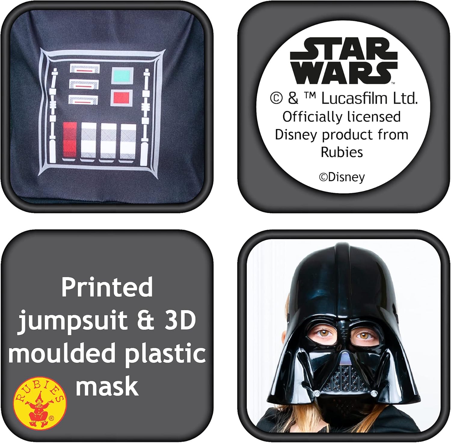 Costume Star Wars Dark Vador avec masque et cape, 7-8 ans – Image 3