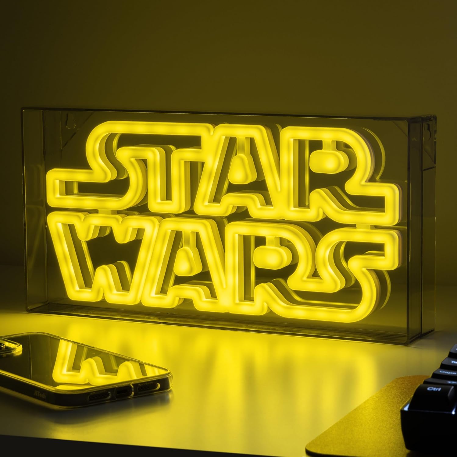 Lampe néon LED Star Wars jaune, autonome ou murale – Image 6