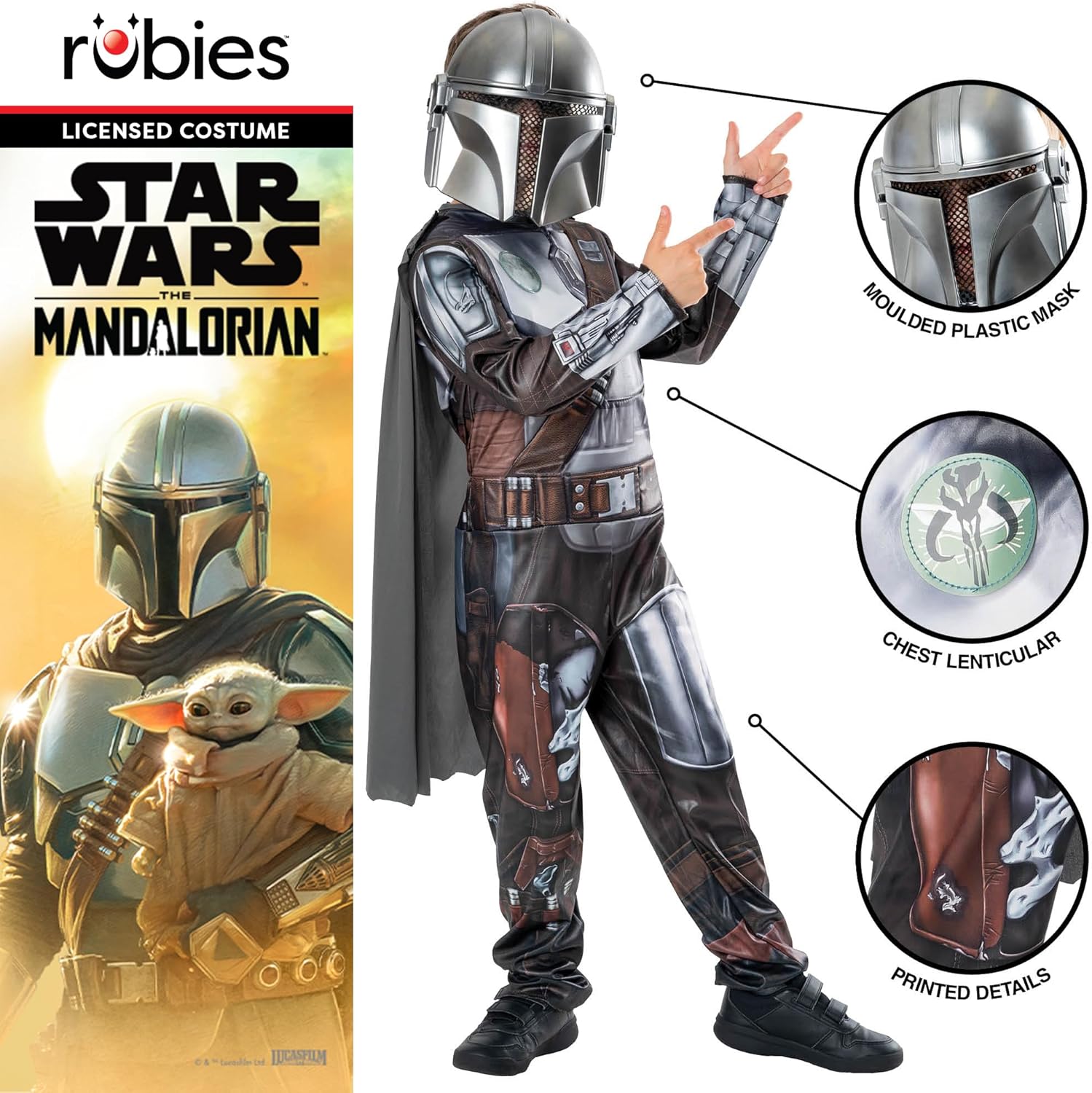 Déguisement enfant Star Wars The Mandalorian avec masque 1/2 – Image 3