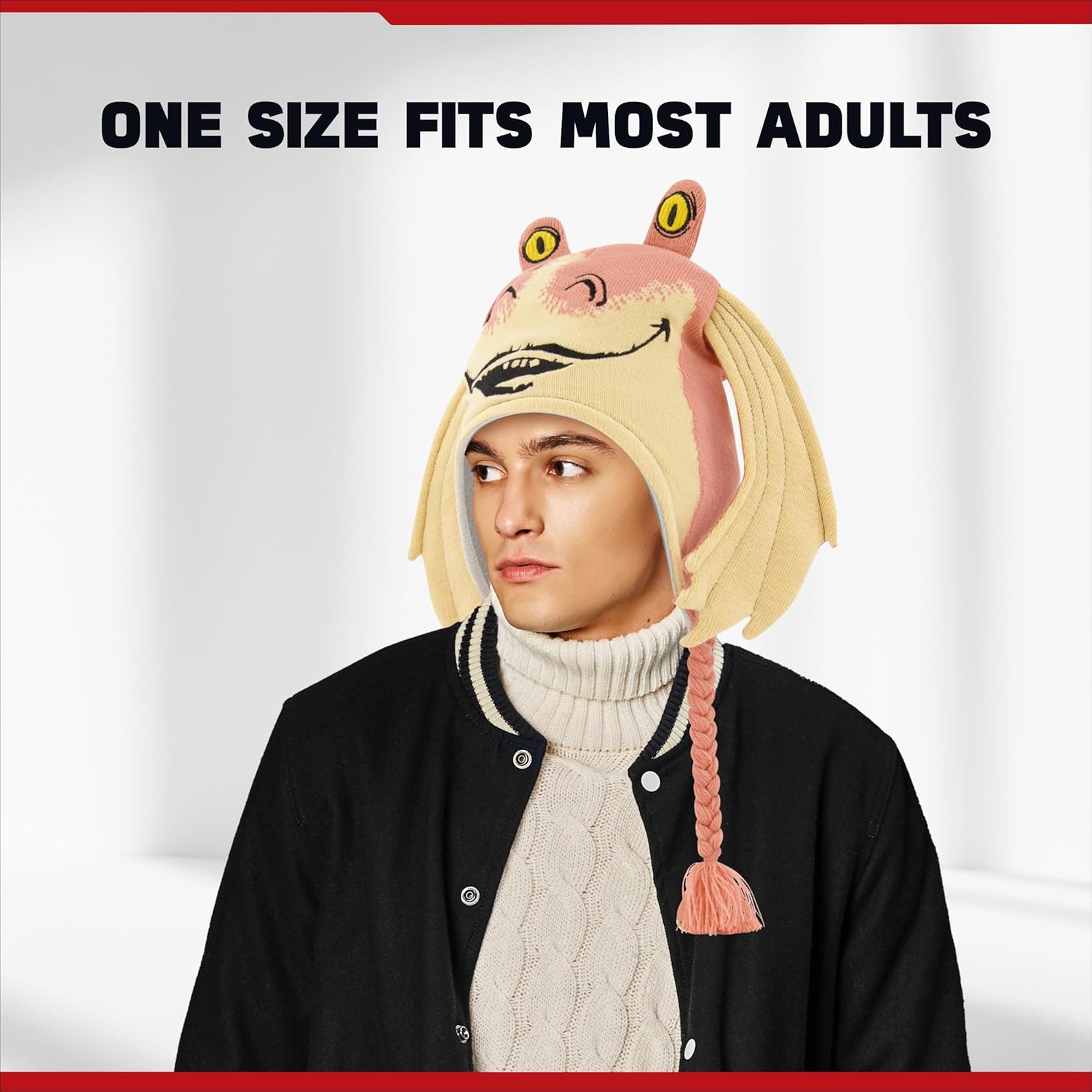 Bonnet péruvien Star Wars Jar Jar Binks avec oreilles 3D et pompons – Image 4