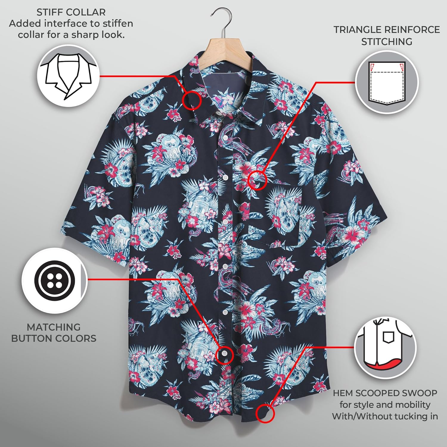 Chemise homme Star Wars à manches courtes imprimé R2-D2 – Image 3